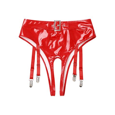 Womens Lingerie Set Patent Leather Underwear Open Crotch Bra Top Club