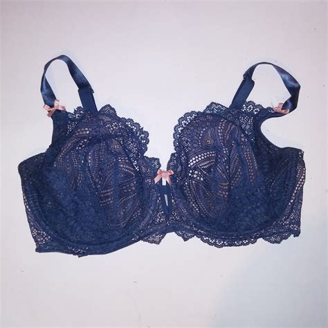 Cacique Bra 38g Unlined Balconette Blue Lace Underwire Gem