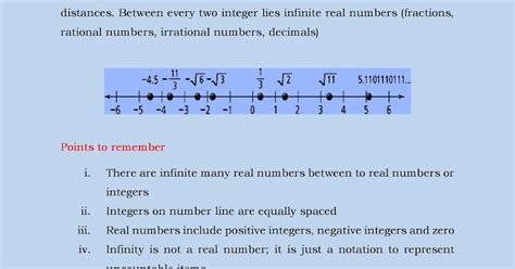 Real Number Line Points To Remember