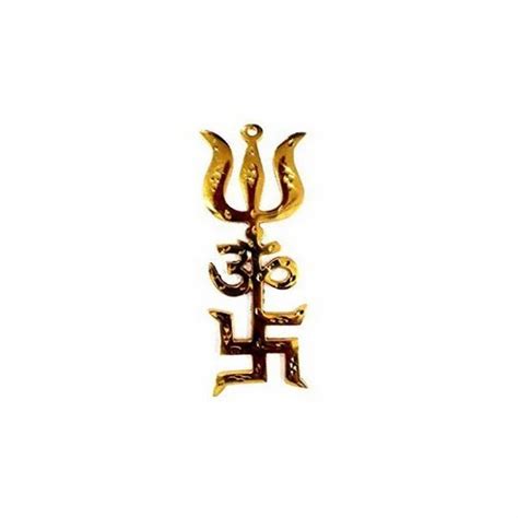 Brass Trishakti Yantra Power Symbol For Protection Swastik Om Trishul