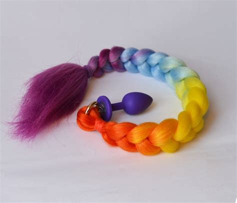 Rainbow Unicorn Tail Butt Plug Beginer Anal Plag Silikone Sex Etsy
