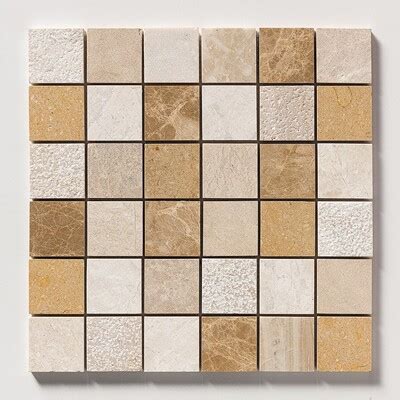 Delicate Beige Polished Basket Weave Marble Mosaic X X Marble