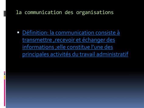 PPT La Communication Des Organisations PowerPoint Presentation Free