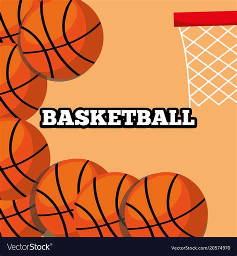 Basketball balls and hoop sport background design Vector Image