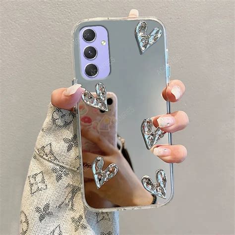 Funda De Silicona Suave Con Purpurina 3d Carcasa Trasera A Prueba De Golpes Espejo De Coraz