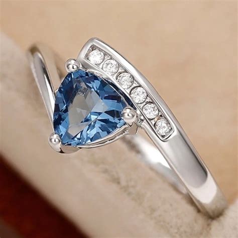 London Blue Topaz Ring Trillion Cut London Blue Topaz Ring Etsy