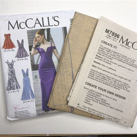 Mccalls Pattern M Uncut Size Evening Ball Gown Cocktail