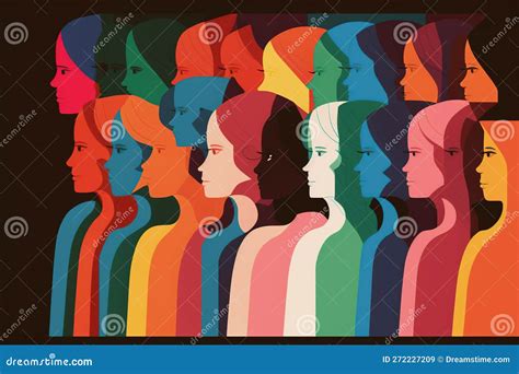 Conceptual Illustration Women S Day Simple Profiles Of Women Isolated