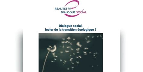 Publication D Un R F Rentiel Du Dialogue Social Et De La Transition