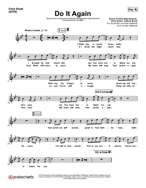 Do It Again Sheet Music Pdf Elevation Worship Praisecharts