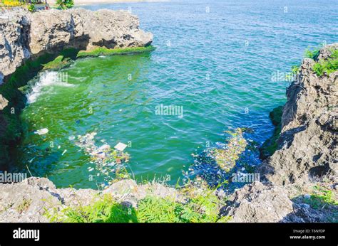 Mar Polluted De Basura Pl Sticos Y Aguas Residuales En La Ciudad De