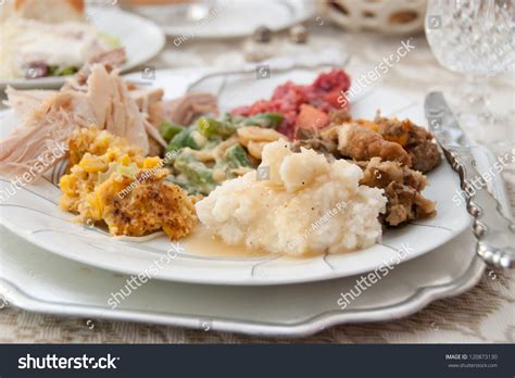 Thanksgiving Dinner Plate Traditional Holiday Foods Stock Photo 120873130 | Shutterstock