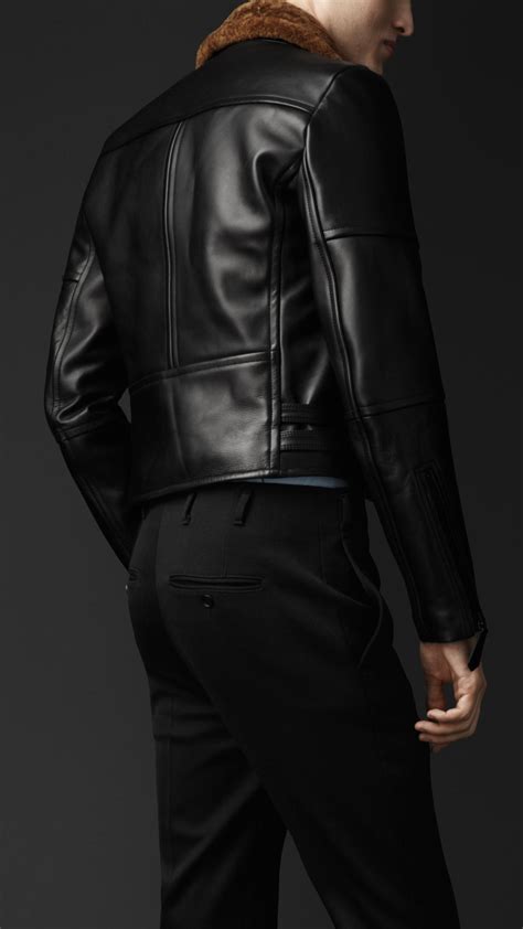 Burberry Prorsum Shearling Detail Biker Jacket In Black For Men Lyst