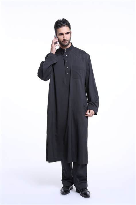 Men Muslim Dress Saudi Style Thobe Robe Islamic Kaftan Abaya Arab Dubai