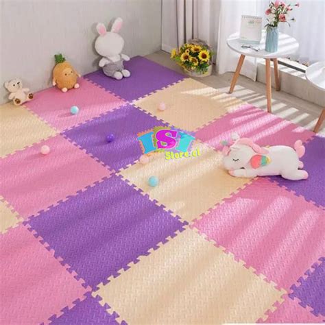 Alfombra Goma Eva X Cms Mm Morado Rosado Beige Isistore