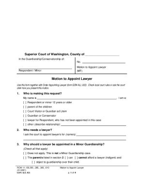 Fillable Online Motion To Appoint Lawyer Washington State Courts Fax