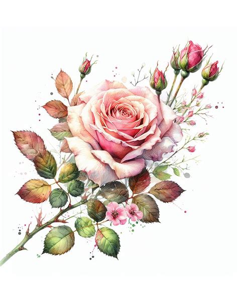 Gift Romantic Rose Digital Painting Valentine S Day Wall Art Instant