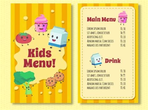 Blank Menu Template For Kids