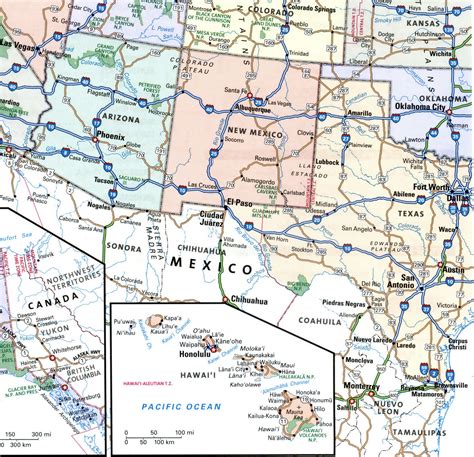 Map Of Southwest Region With Cities Area Interstate Highways Road