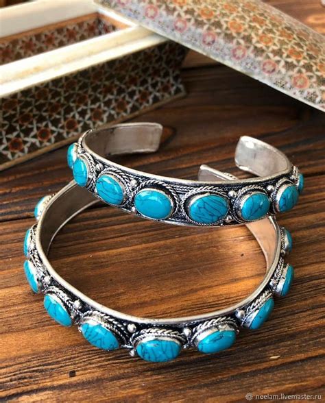 Браслет жесткий: Восточный бохо-браслет с бирюзой – купить на Ярмарке ...