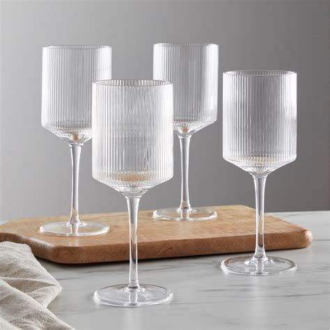 Homelife Pack Of 4 Ribbed Wine Glasses Clear Frasers