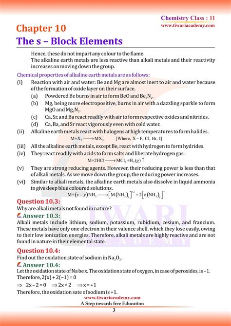 NCERT Solutions For Class 11 Chemistry Chapter 10 The S Block Elements