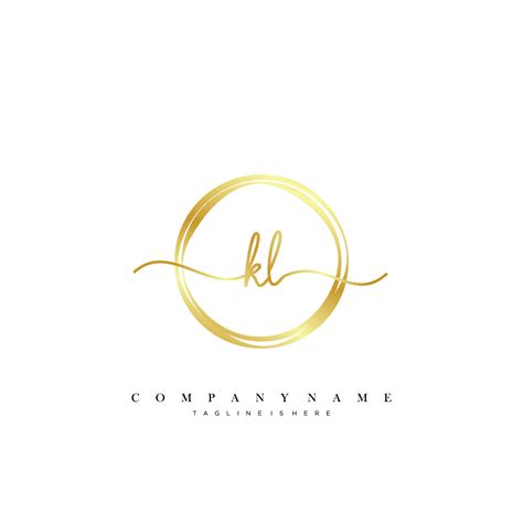 KL Initial Handwriting Minimalist Geometric Logo Template Vector