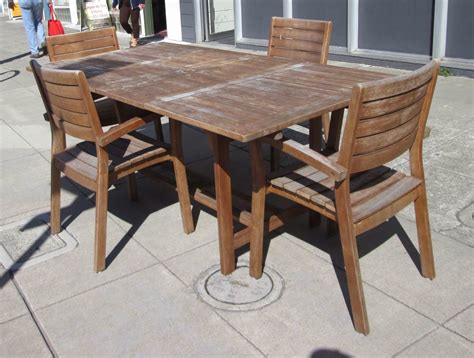 UHURU FURNITURE & COLLECTIBLES: SOLD Weathered Teak Patio Set - $225