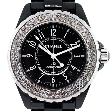 Chanel J12 Black Ceramic Diamond Bezel Ladies Watch