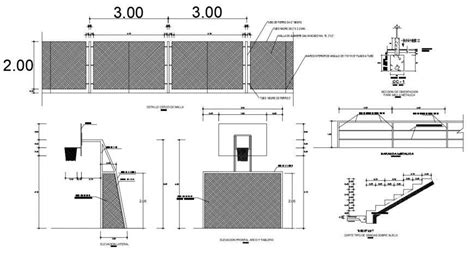 Perimeter Fence For Garden Section Plan And Installation Details Dwg