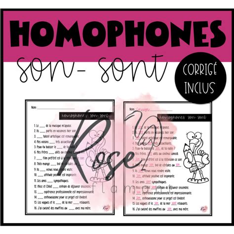 Fiche D Exercices Homophones Son Sont