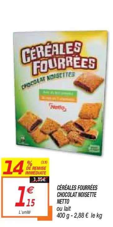 Promo Céréales Fourrées Chocolat Noisette Netto chez Netto iCatalogue fr