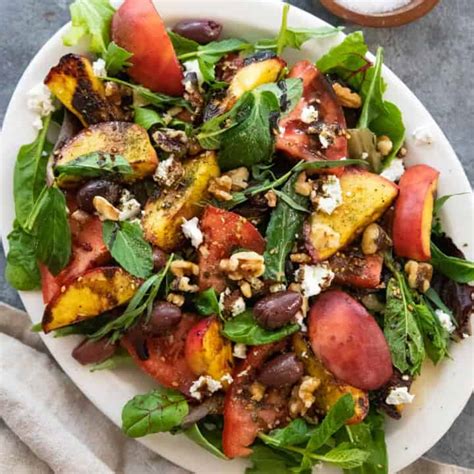 Grilled Peach Salad With Feta And Zaatar Unicorns In The Kitchen