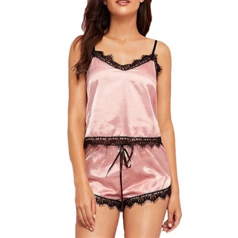 Nouveau Femmes Dentelle Satin Soutien Gorge Sans Fil Camisole Pyjamas