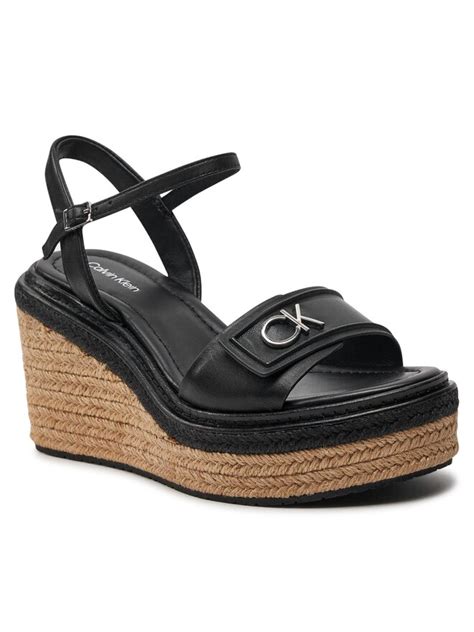 Espadrilles Calvin Klein Wedge Sandal 50 Relock Lth HW0HW01963 Schwarz