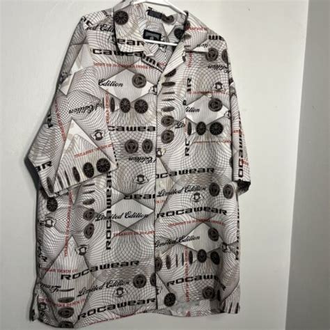 Htf Hiphop Xl Logo Button Up Rocawear Limited Edition Short Sleeve Shirt Y2k Ebay