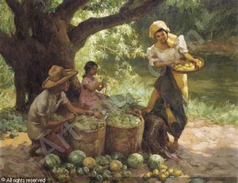 Fruit Pickers Harvesting Under The Mango Tree By Fernando Amorsolo