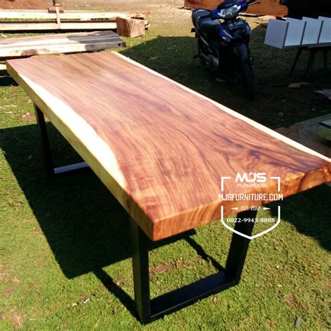 Meja Kayu Solid Utuh Trembesi Kaki Hollow Kotak Mjs Furniture Jepara