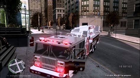 Gta Iv Fdlc Fire Fighter Mod Mid Mount Ladder Truck Again Youtube