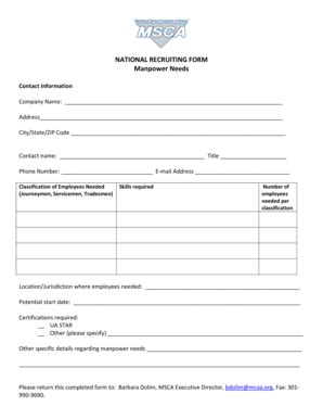 Fillable Online National Recruiting Form Msca Fax Email Print Pdffiller