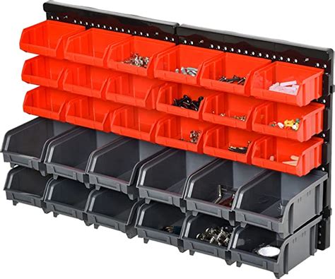 Durhand Wall Mounted Storage Bin Rack Tool Organizer With Bins