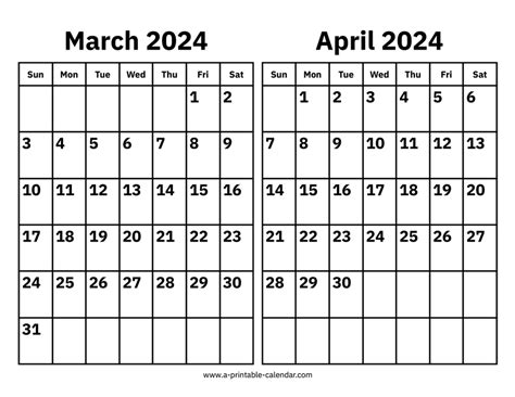 Printable Calendar March And April Paula Bernetta