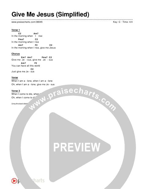 Give Me Jesus (Simplified) Chords PDF (Jeremy Camp) - PraiseCharts