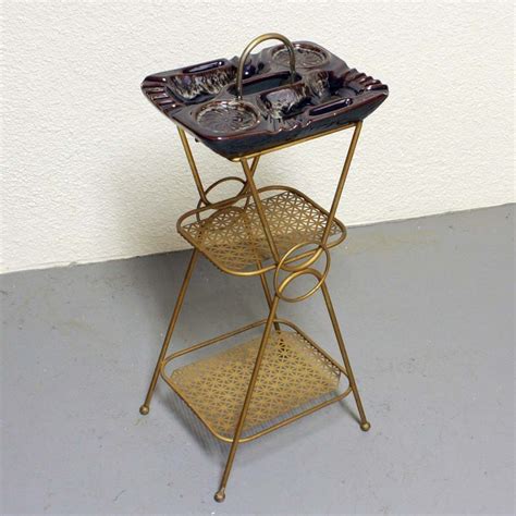 Vintage Magazine Stand With Brown Drip Ashtray