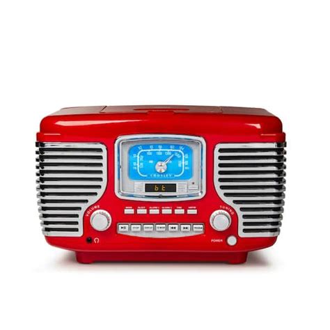 Crosley Corsair Radio Cd Player In Red Cr612b Re The Home Depot