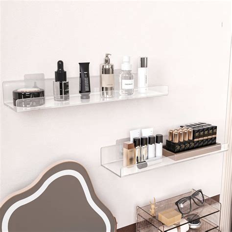 Latitude Run Clear Acrylic Floating Shelves For Wall Storage