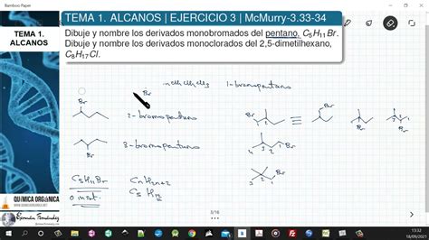 TEMA 1 ALCANOS EJERCICIO 3 DIBUJAR ISÓMEROS C5H11Br y C8H17Cl YouTube