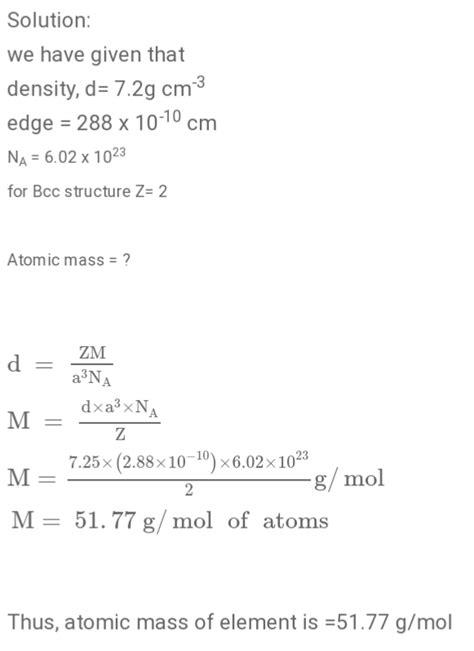 Q An Element Crystallizes In Bcc Structure The Edge Of Its Unit Cell