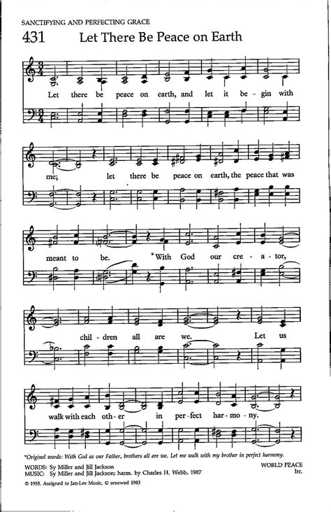 Let There Be Peace on Earth Digital Printable Hymnal Tune 1955 - Etsy