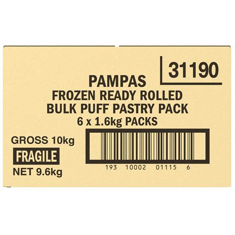 Pampas 10 Puff Pastry Sheets 6 X 1 6kg Goodman Fielder Food Service